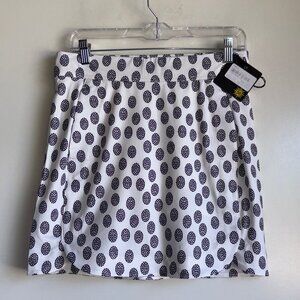 NWT BELYN KEY Tennis Skirt Skort Size Small White Mosaic Polka Dot Golf